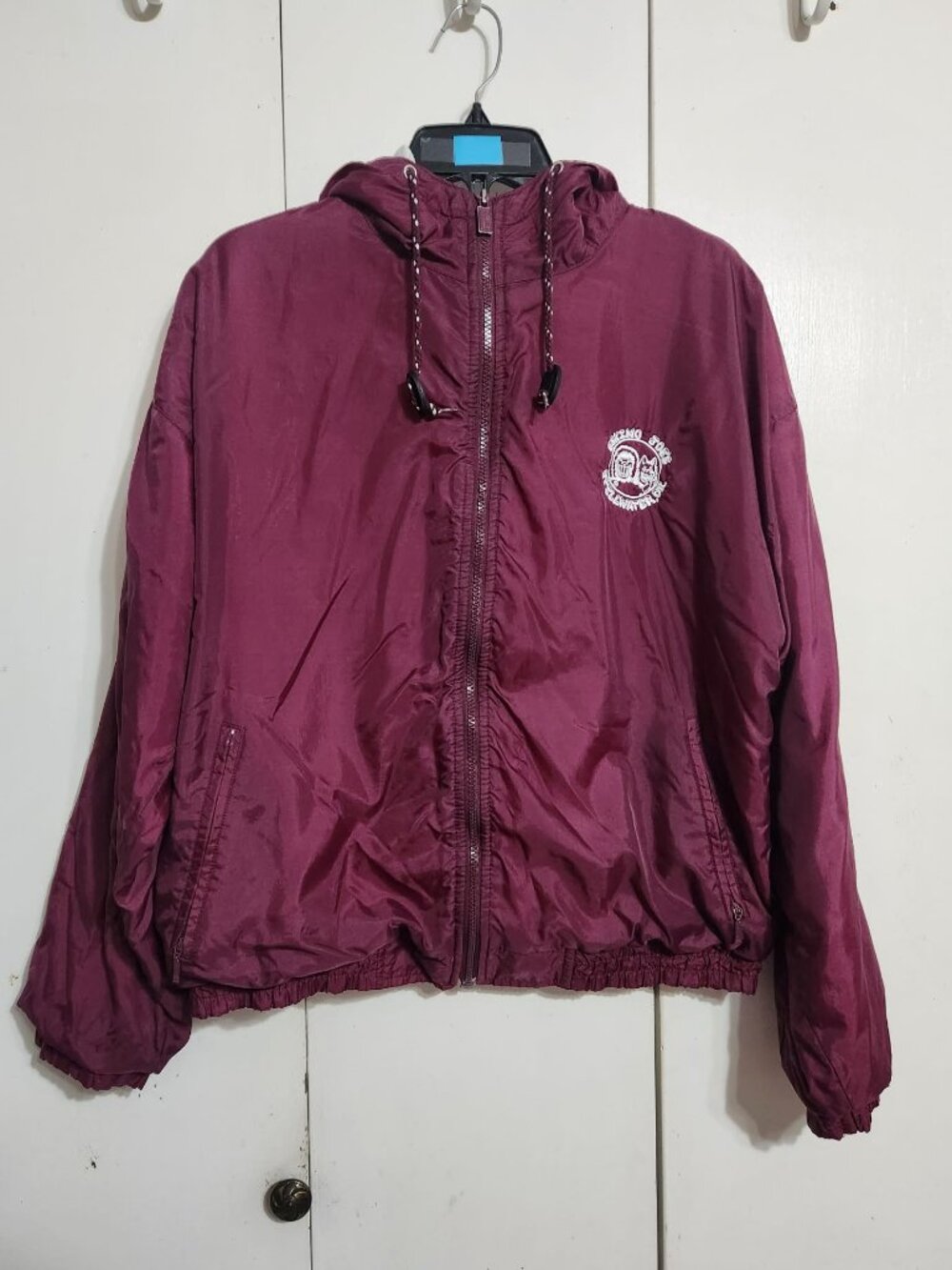 VTG 90s Eskimo Joe's Stillwater OK Windbreaker Jacket Med Gear For Sports Maroon